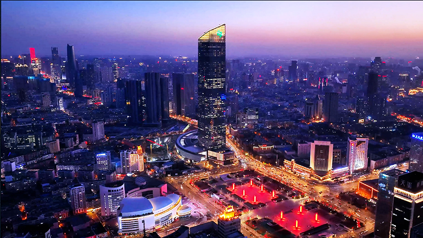 航拍沈陽(yáng)——人民廣場(chǎng)夜景